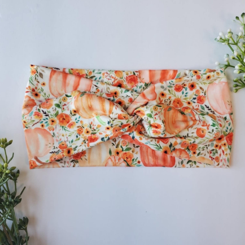 Headband fall pumpkin leaves